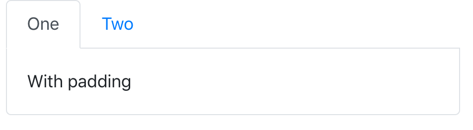 A tabset panel with padding and borders, showing a border around the tab content and padding between the tab content and the tab's border.