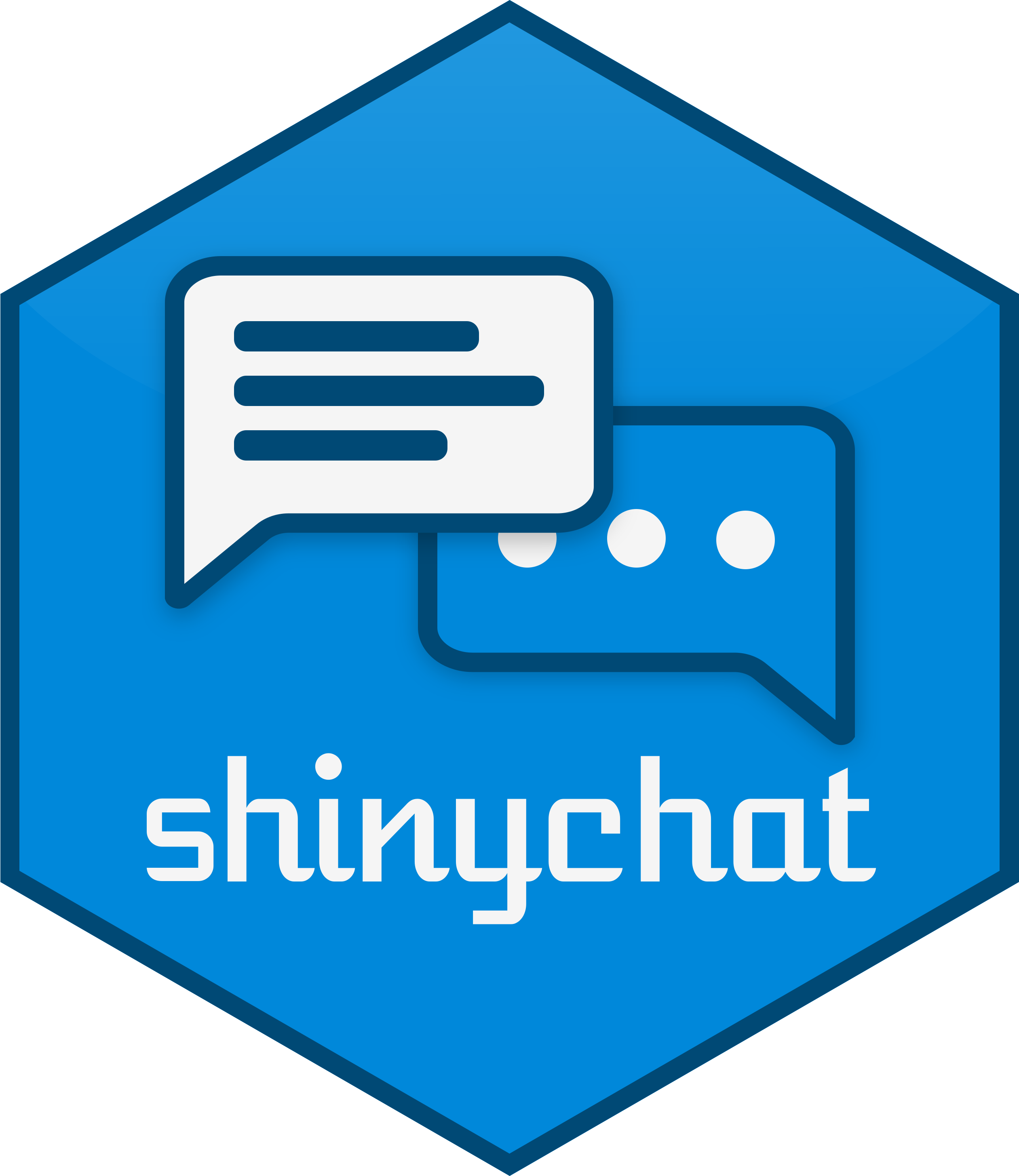 Hex logo for shinychat - illustration of two speech bubbles.