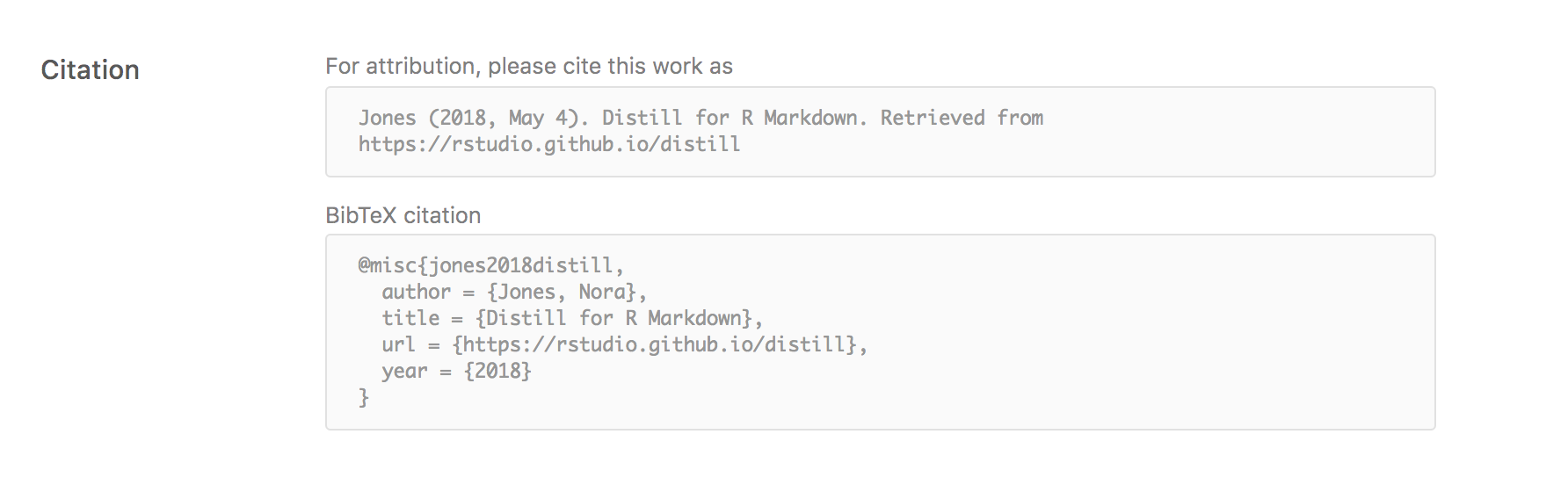 Distill For R Markdown Citations